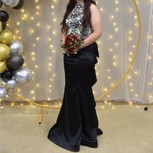 Black & white 2 piece prom dress made by sequin hearts
